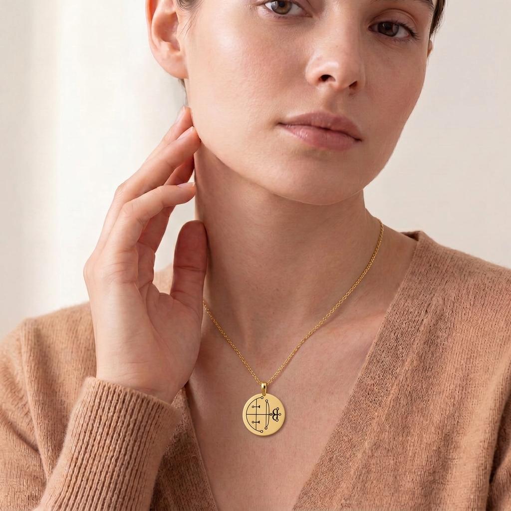 Aim Sigil Necklace | 925 Sterling Silver Gothic Jewelry | Occult Symbol Protection Style | Spiritual Statement Gift