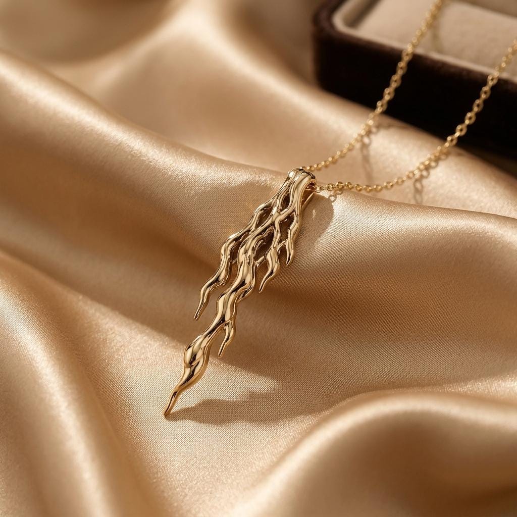 Molten Vein Pendant | 925 Sterling Silver | Organic Sculptural Design | Unique Statement Gift