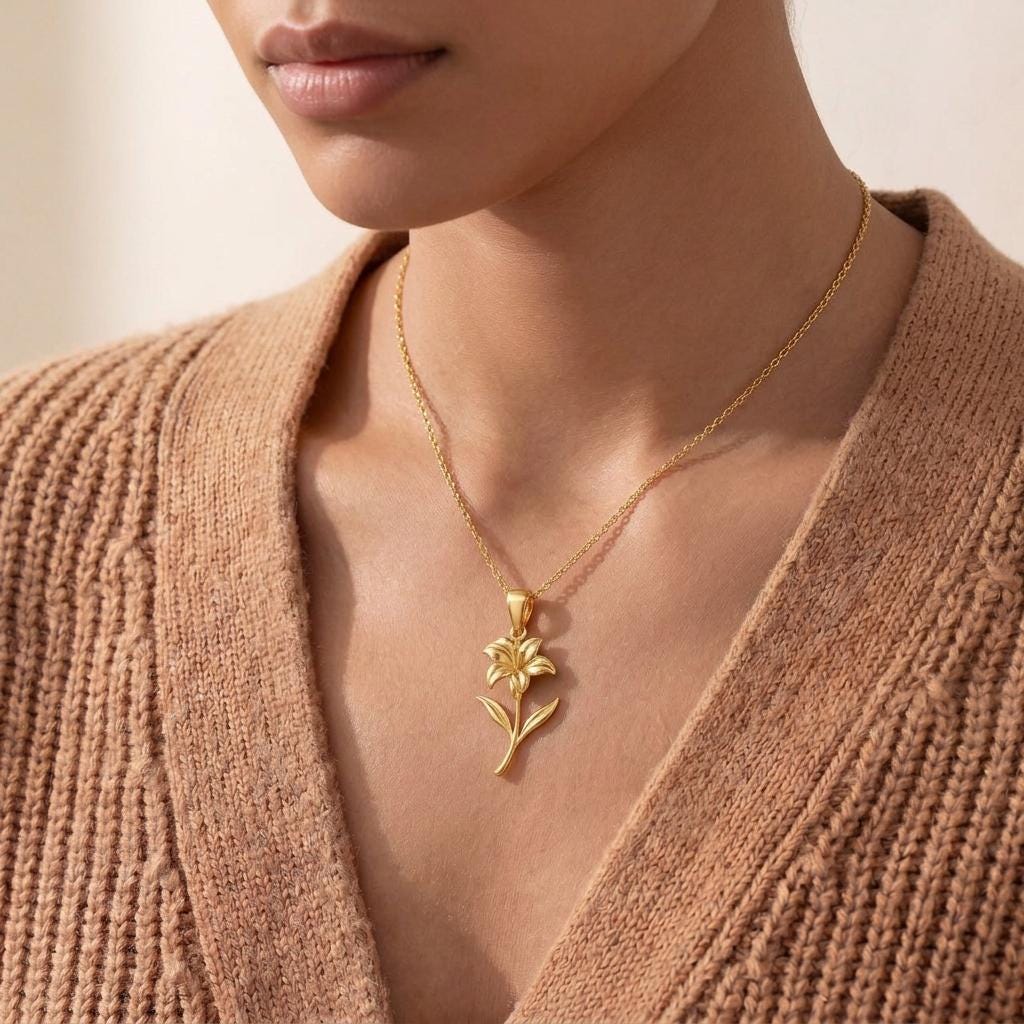 Canna Flower Pendant Necklace | 925 Sterling Silver | Botanical Floral Jewelry | Confidence and Passion Gift