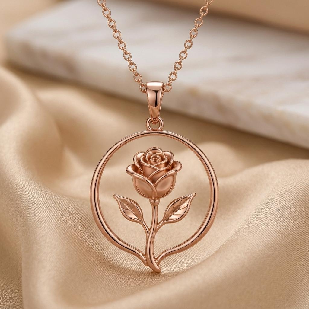 Rose Halo Necklace | 925 Sterling Silver | Elegant Botanical Design | Thoughtful Romantic Gift