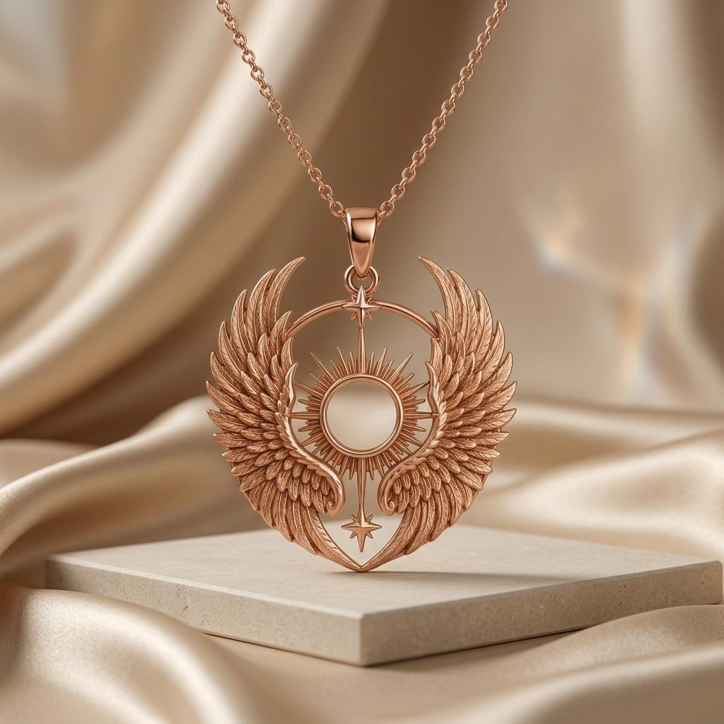 Seraph Wing Halo Pendant | 925 Sterling Silver | Angelic Celestial Design | Symbolic Protection Gift