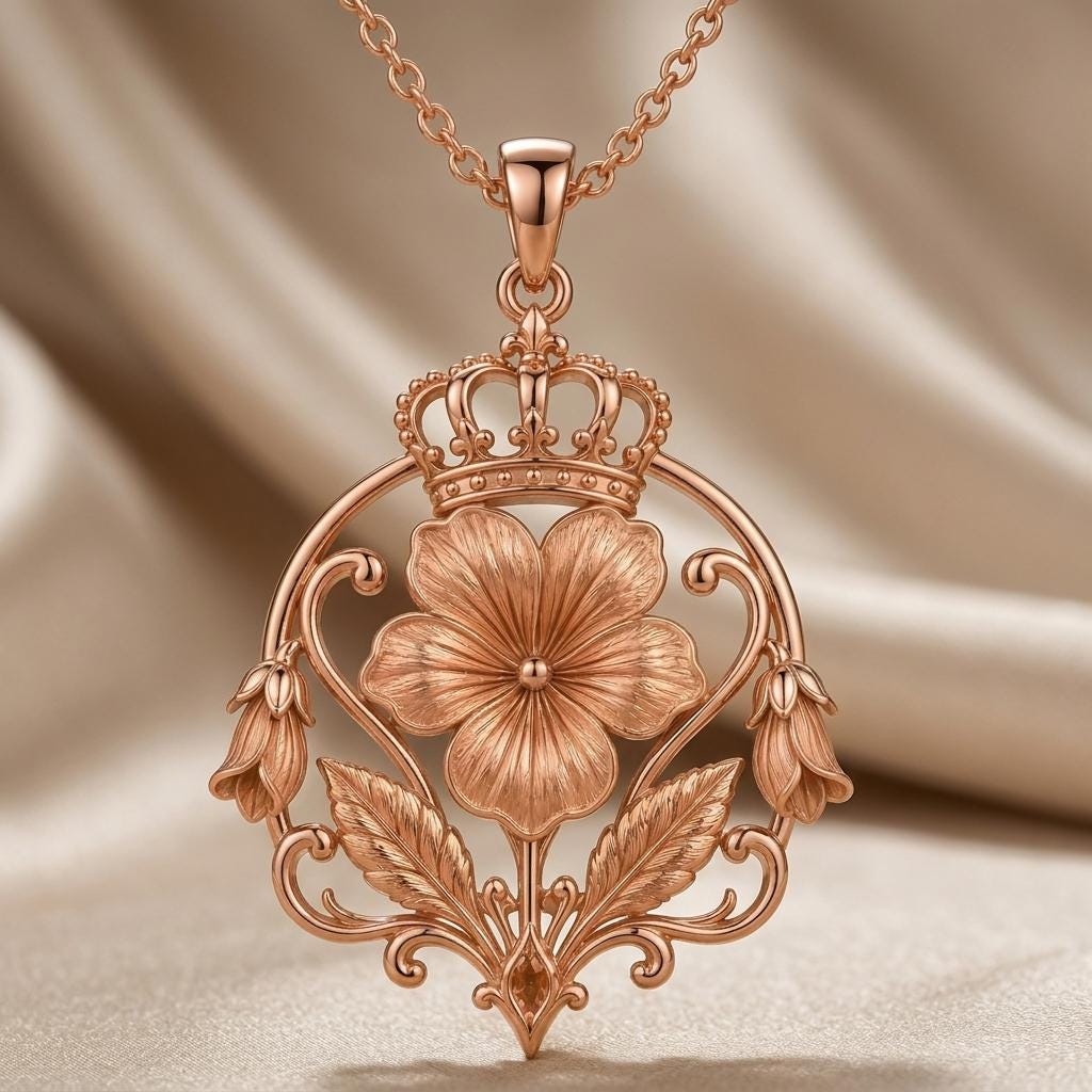 Queen Violet Crest Pendant | 925 Sterling Silver | Regal Floral Design | Meaningful Celebration Gift