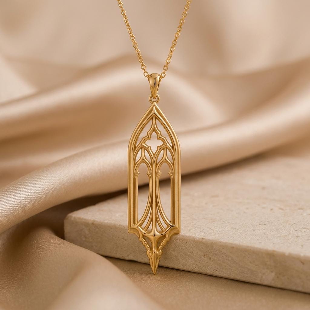 Silent Cathedral Pendant | 925 Sterling Silver | Gothic Window Design | Meaningful Keepsake Gift