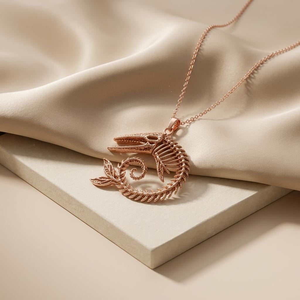 Ancient Whale Fossil pendant | 925 Sterling Silver | Paleontology Inspired Jewelry | Unique Statement Gift