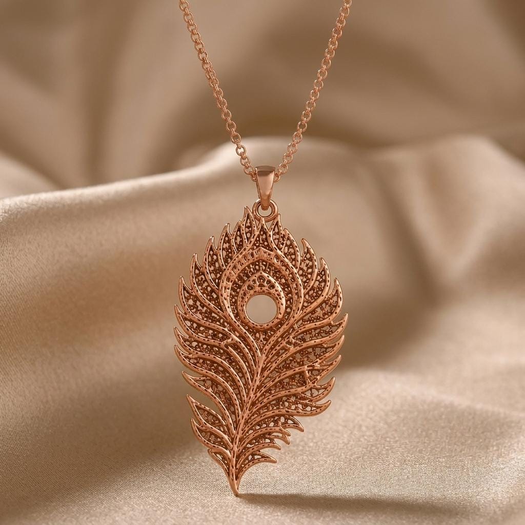 Lunar Peacock Relic pendant | 925 Sterling Silver | Peacock Feather Design | Meaningful Gift for Her