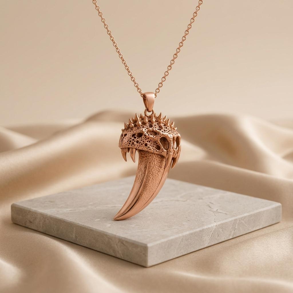 Ancient Saber Tooth Pendant | 925 Sterling Silver | Prehistoric Animal Theme | Unique Statement Gift