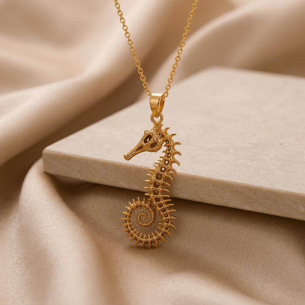 Fossil Seahorse Spine pendant | 925 Sterling Silver | Oceanic Nature Inspired | Unique Nature Lover Gift