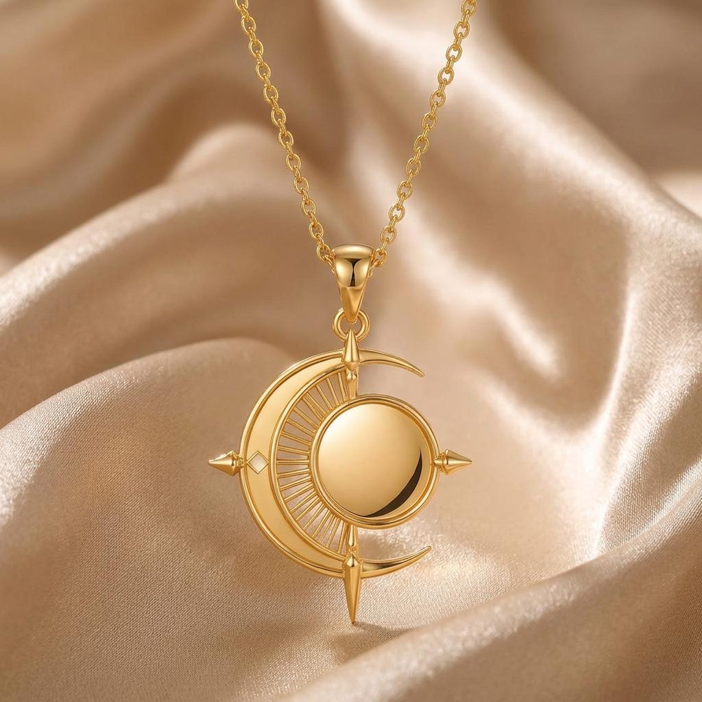 Lunar Eclipse Necklace | 925 Sterling Silver | Celestial Theme Jewelry | Thoughtful Gift for Her