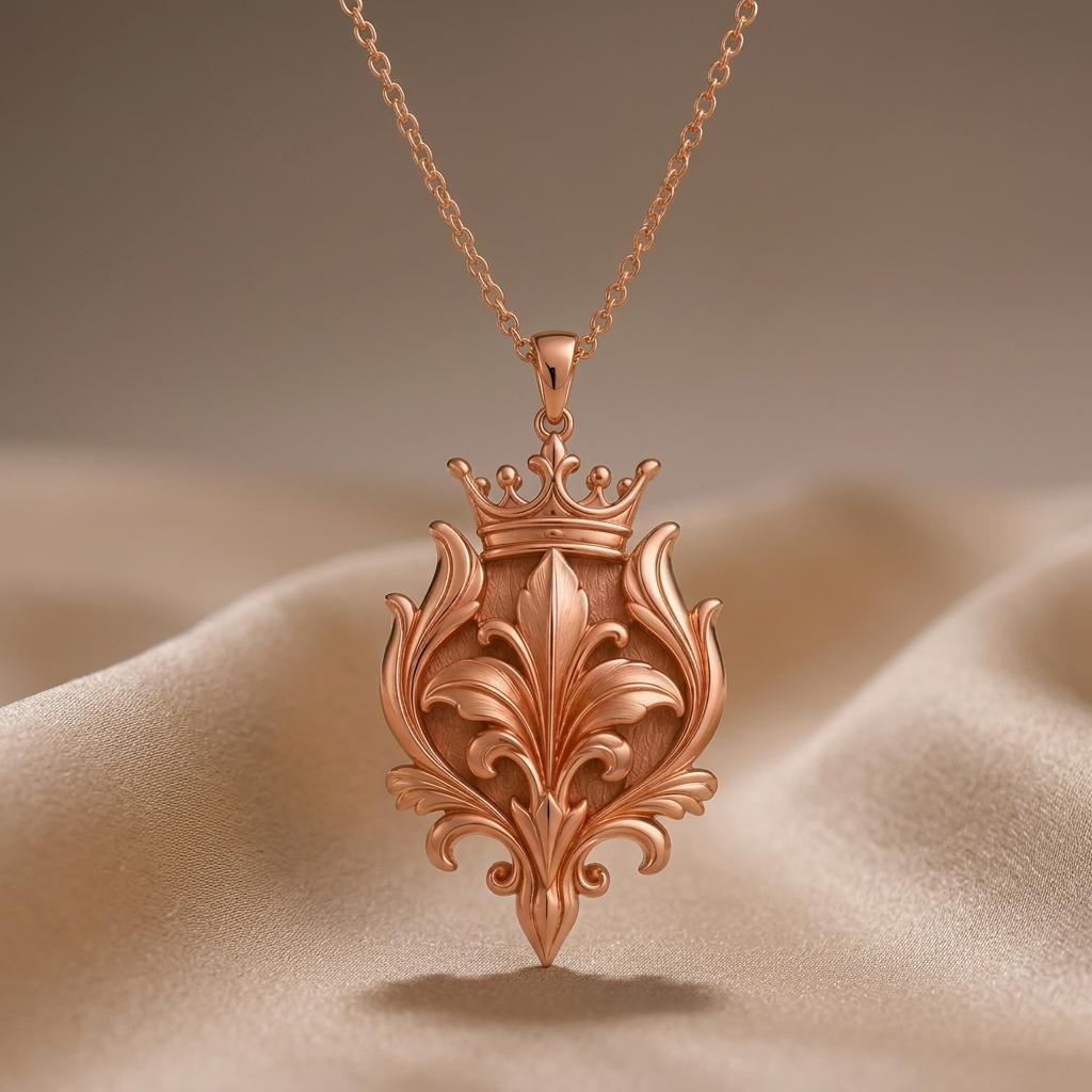 Royal Lily Crest | 925 Sterling Silver Necklace | Regal Ornate Design | Meaningful Gift for Her