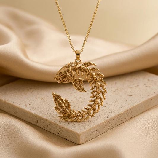 Close-up of handmade Sacred Koi Relic pendant | 925 Sterling Silver | Mythical Nature Theme | Symbolic Good Fortune Gift