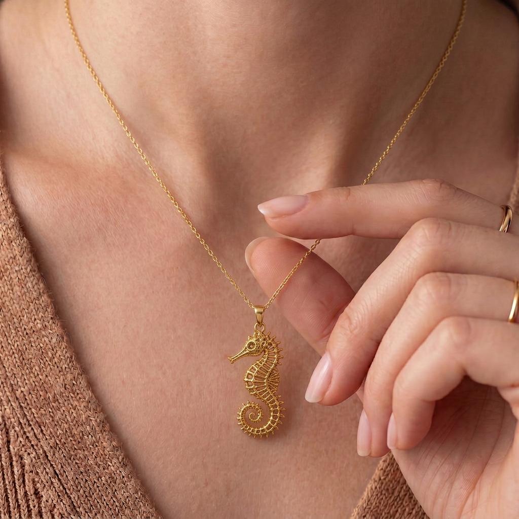 Sacred Seahorse Pendant | 925 Sterling Silver | Marine Life Theme | Symbolic Keepsake Gift