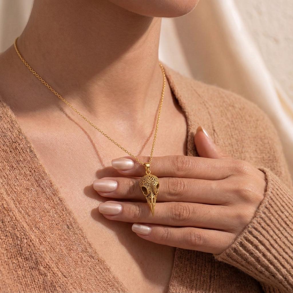 Raven Skull Relic pendant | Sterling Silver | Gothic Nature Theme | Unique Statement Gift