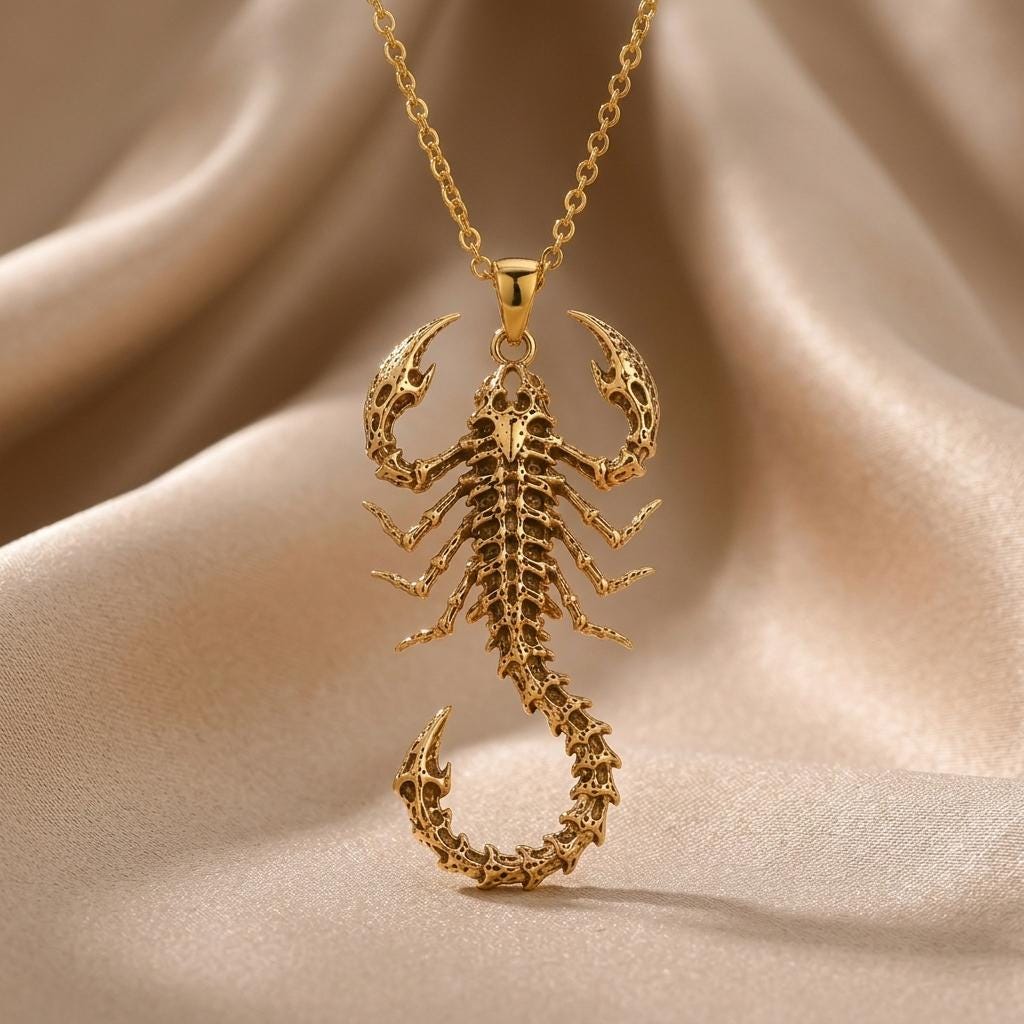 Fossil Scorpion Spine | Sterling Silver | Gothic Primal Design | Unique Statement Gift