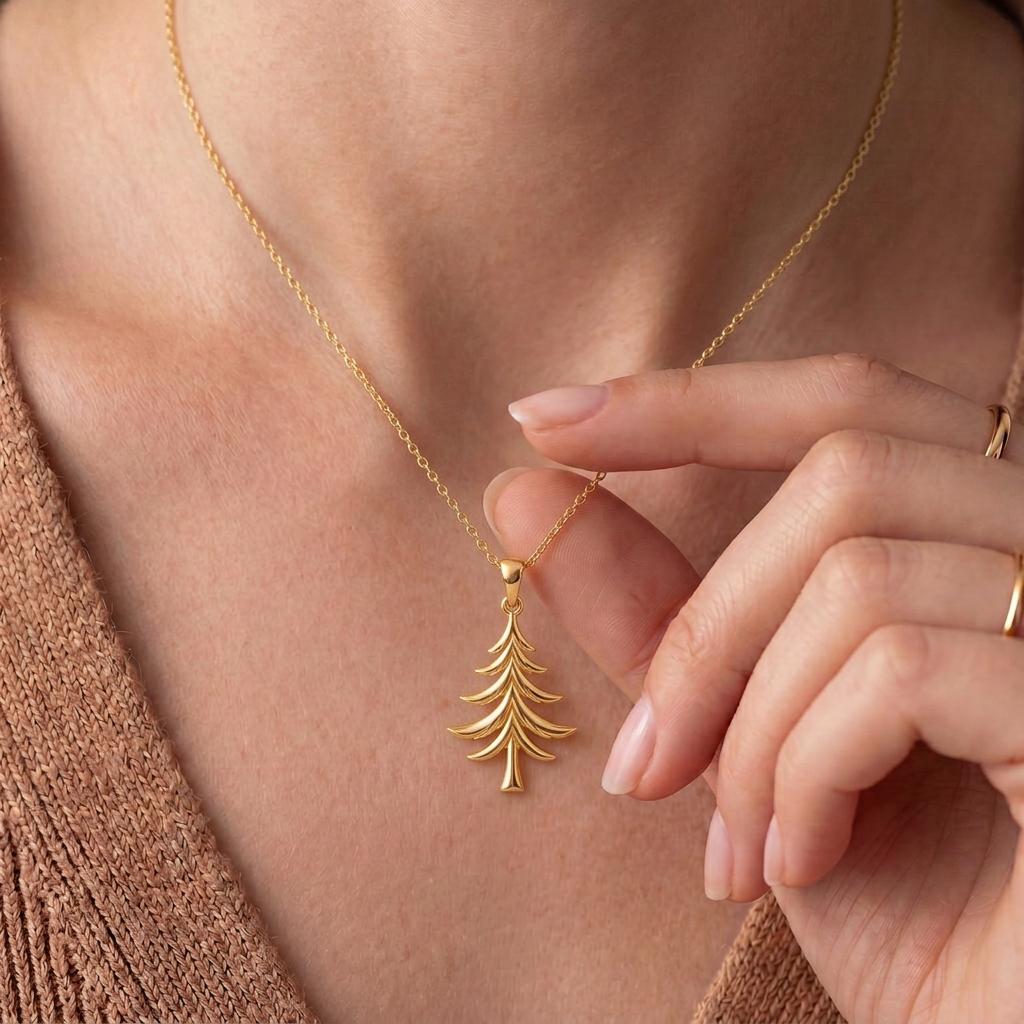 Cedar Tree Pendant | 925 Sterling Silver | Nature Inspired Charm | Meaningful Nature Gift