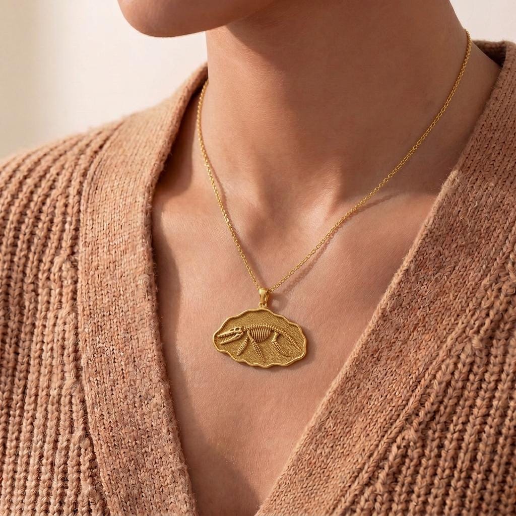 Dorudon Fossil Pendant Necklace | 925 Sterling Silver for Her | Prehistoric Marine Life Theme | Unique Birthday Gift