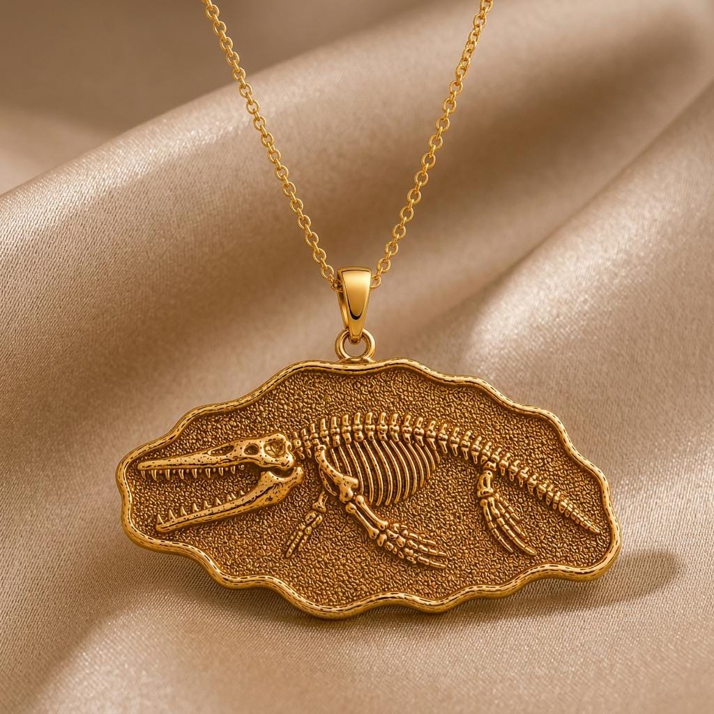 Livyatan Fossil Pendant Necklace | 925 Sterling Silver | Paleontology Theme | Unique Gift for Explorers