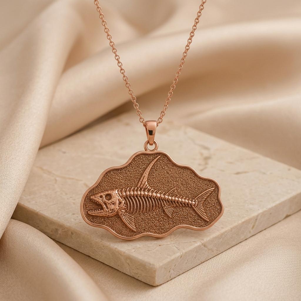 Stethacanthus Fossil Pendant Necklace | 925 Sterling Silver | Paleontology Theme | Gift for Science Lovers