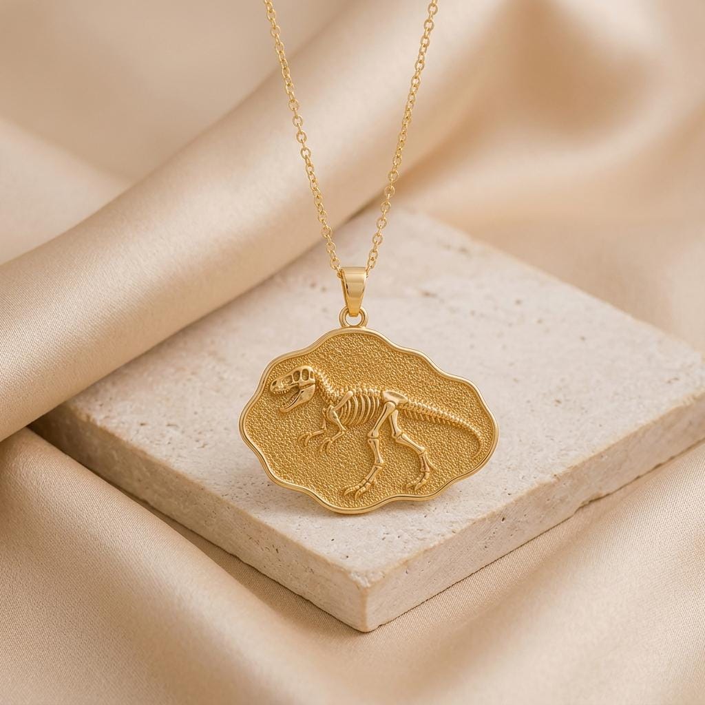 Allosaurus Fossil Pendant Necklace | 925 Sterling Silver | Prehistoric Fossil Theme | Gift for Paleontology Enthusiasts