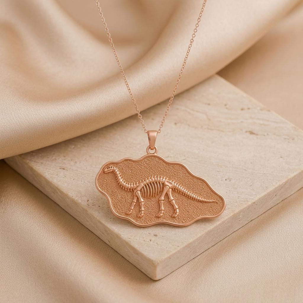 Apatosaurus Fossil Pendant | 925 Sterling Silver for Science Fans | Paleontology Theme Unique Design | Educational & Thoughtful Gift
