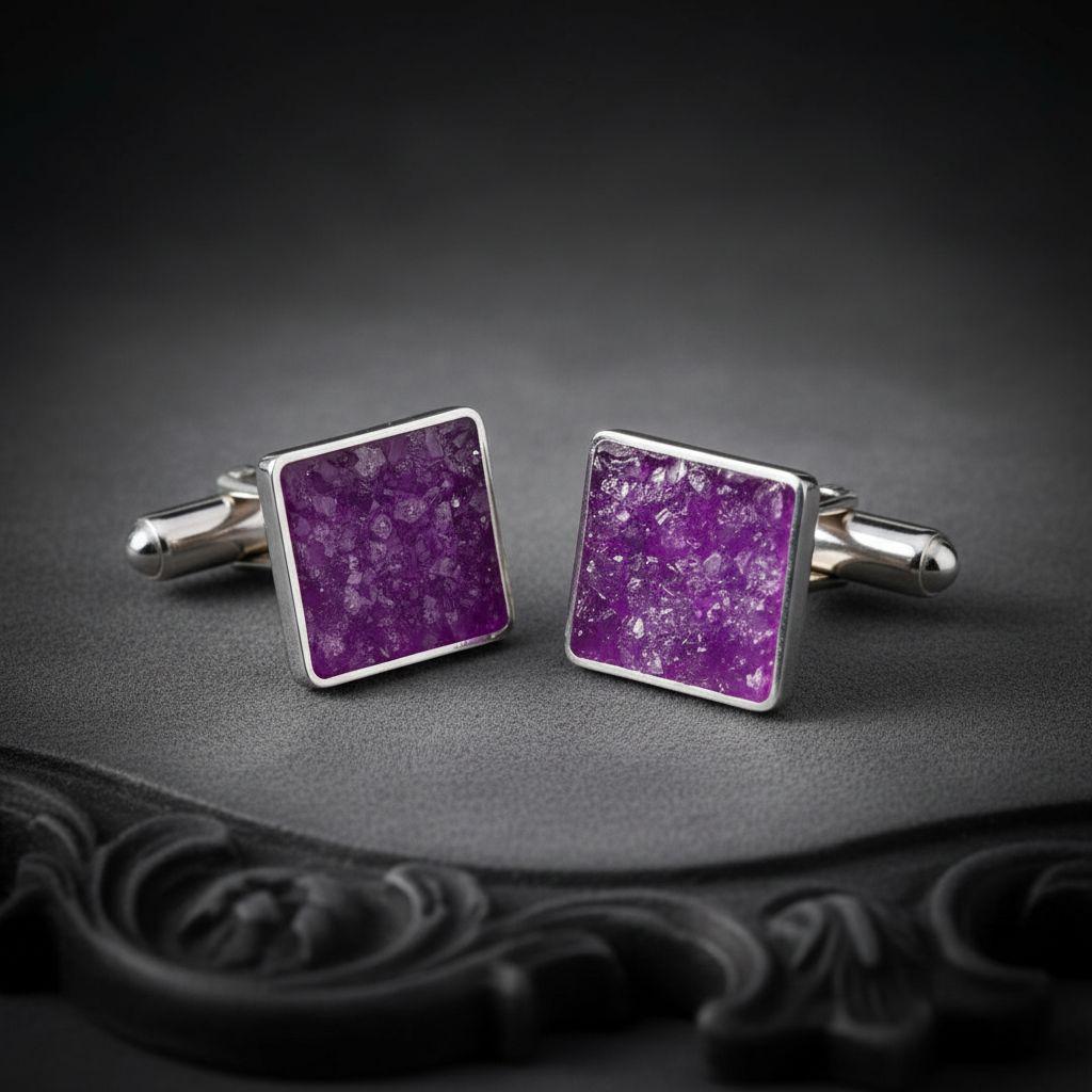 Amethyst Cufflinks jewelry design featured in the Rimossa meaning guide