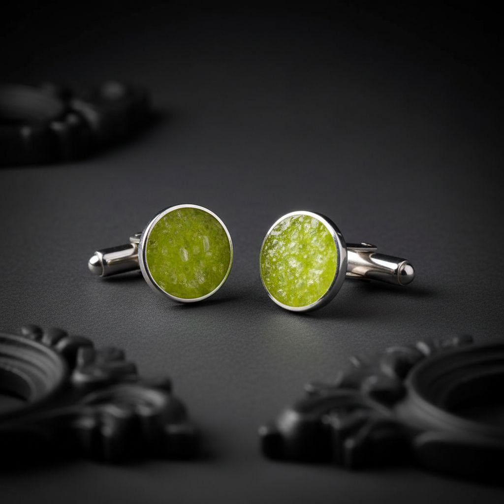Handmade Peridot Cufflinks jewelry design featured in the Rimossa meaning guide
