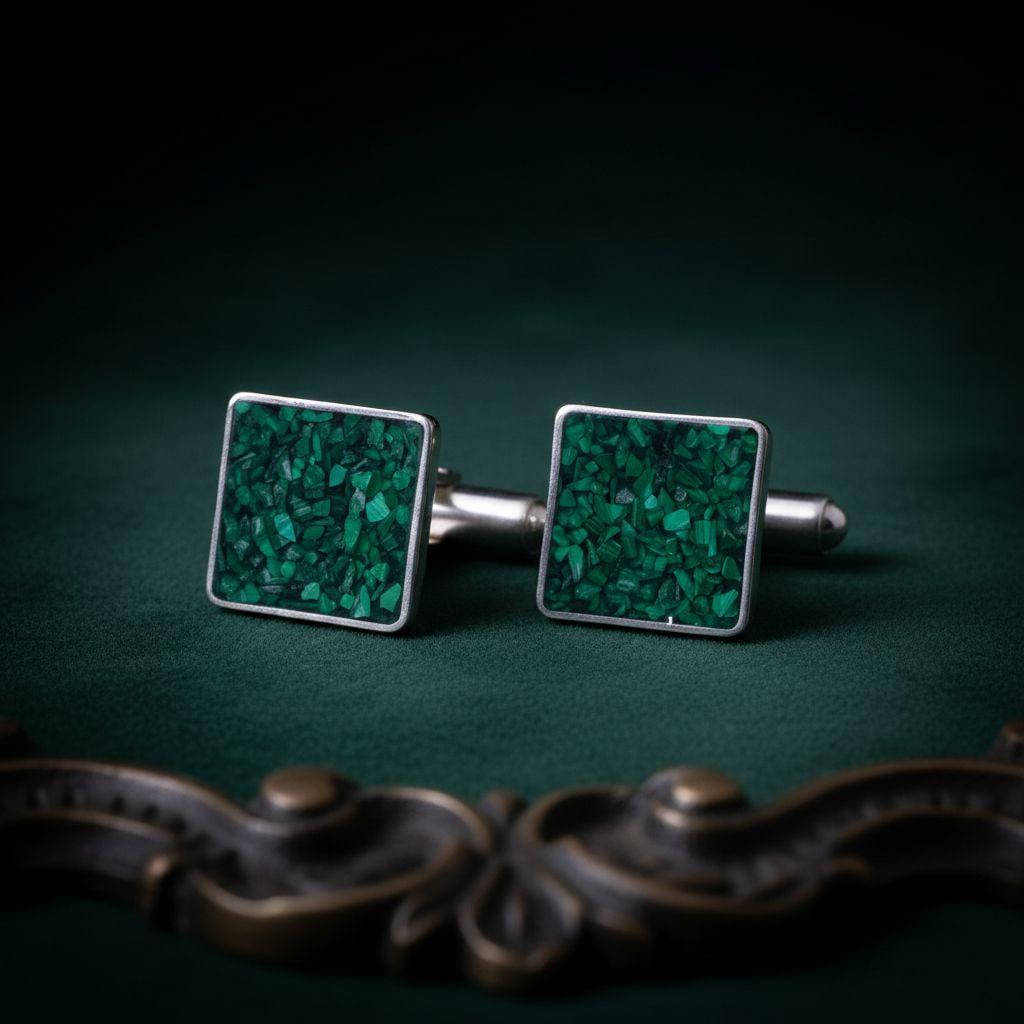 Malachite Cufflinks jewelry design featured in the Rimossa meaning guide