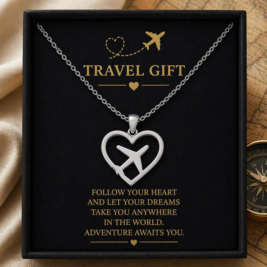 Heart Airplane Handmade Minimalist Travel jewelry design featured in the Rimossa meaning guide