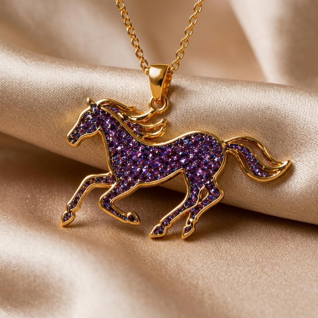 Amethyst Druzy Horse jewelry design featured in the Rimossa meaning guide