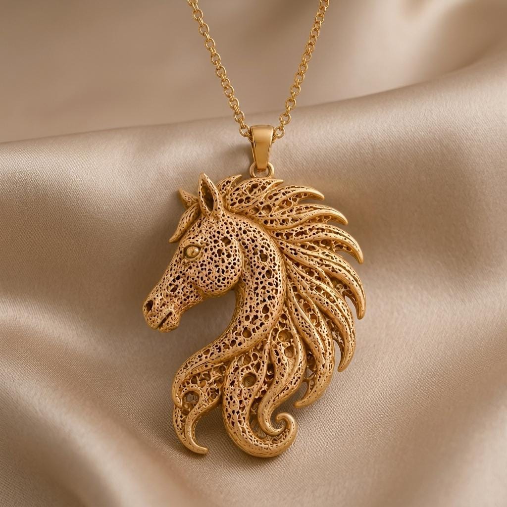 Fossil Horse Crest jewelry design featured in the Rimossa meaning guide
