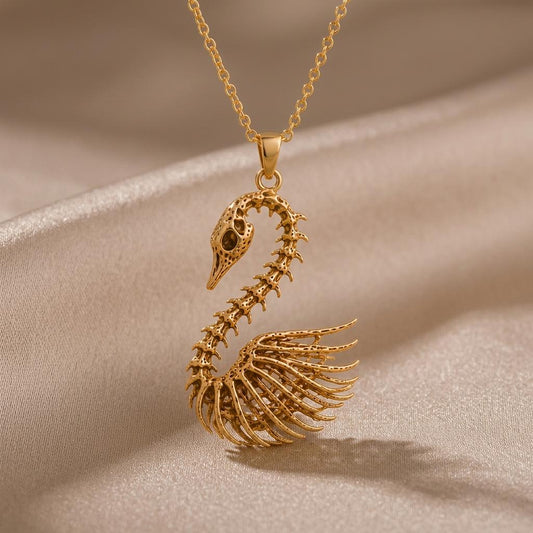 Fossil Swan Skeleton jewelry design featured in the Rimossa meaning guide