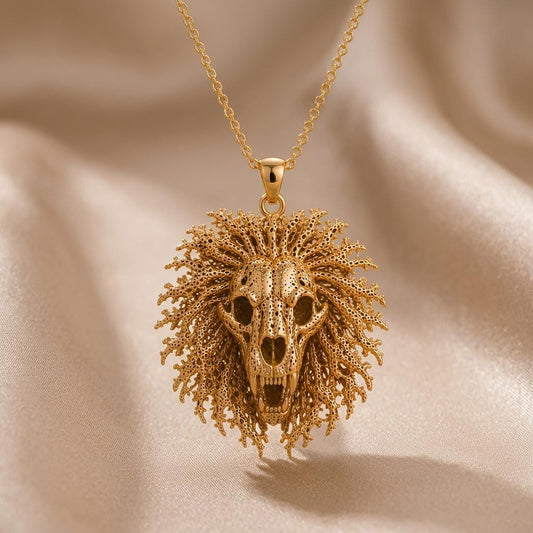 Ancient Lion Skull Crest jewelry design featured in the Rimossa meaning guide