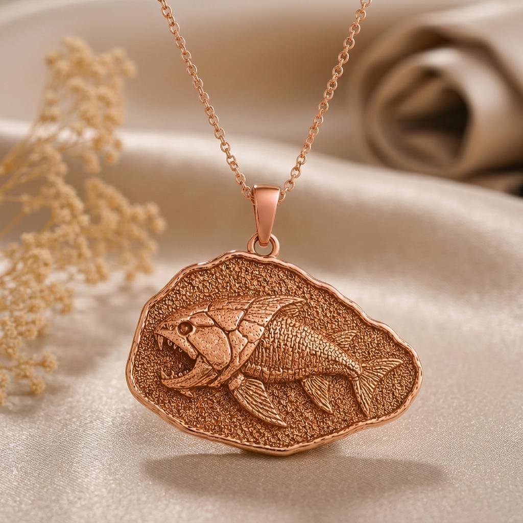 Dunkleosteus Fossil jewelry design featured in the Rimossa meaning guide