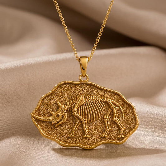 Woolly Rhinoceros Fossil jewelry design featured in the Rimossa meaning guide