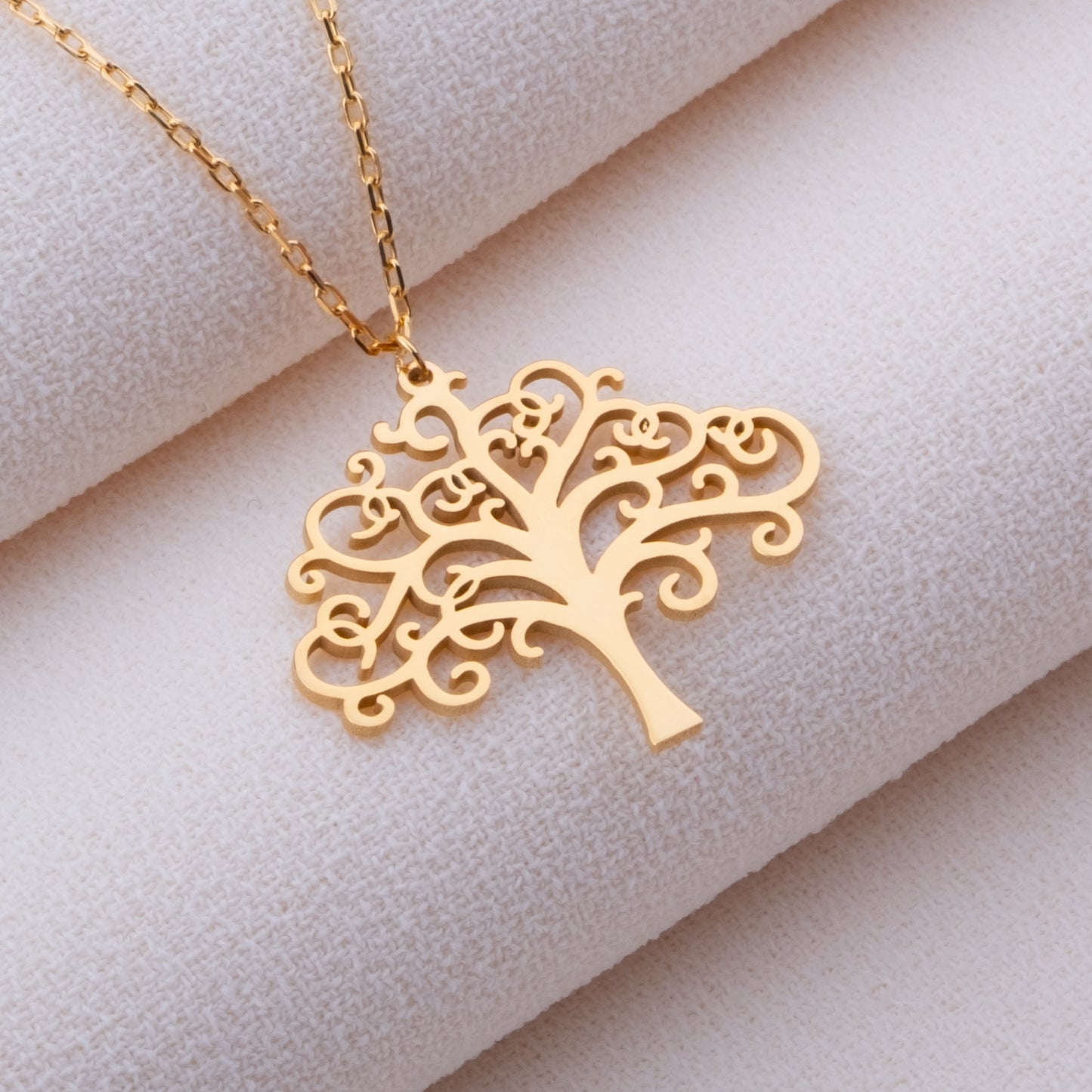 Hayat Ağacı Kolyesi – 925 Ayar Gümüş, 14K Altın, Gümüş, Rose Gold veya Siyah Kaplama