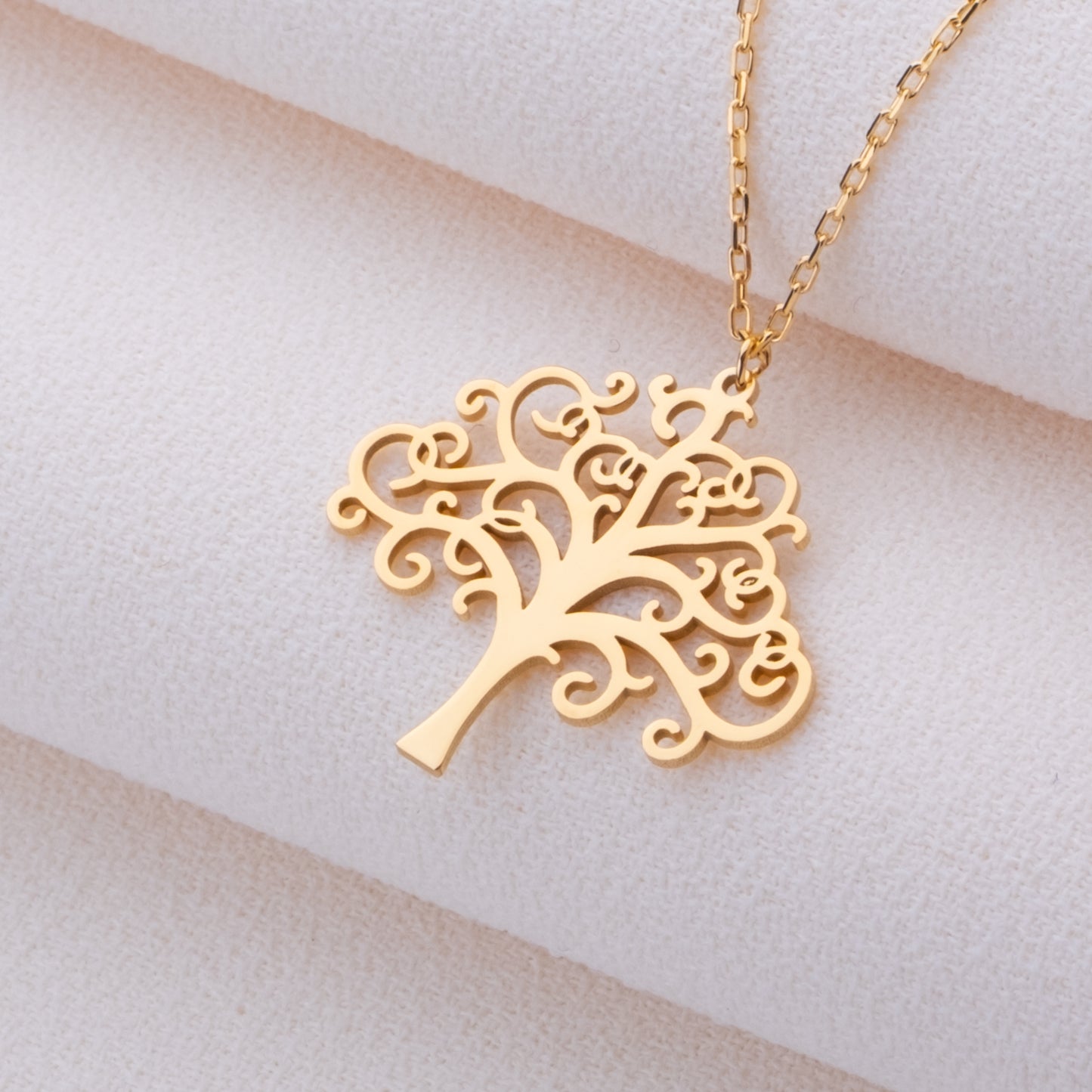 Hayat Ağacı Kolyesi – 925 Ayar Gümüş, 14K Altın, Gümüş, Rose Gold veya Siyah Kaplama