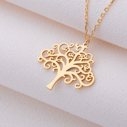 Hayat Ağacı Kolyesi – 925 Ayar Gümüş, 14K Altın, Gümüş, Rose Gold veya Siyah Kaplama