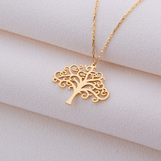 Hayat Ağacı Kolyesi – 925 Ayar Gümüş, 14K Altın, Gümüş, Rose Gold veya Siyah Kaplama