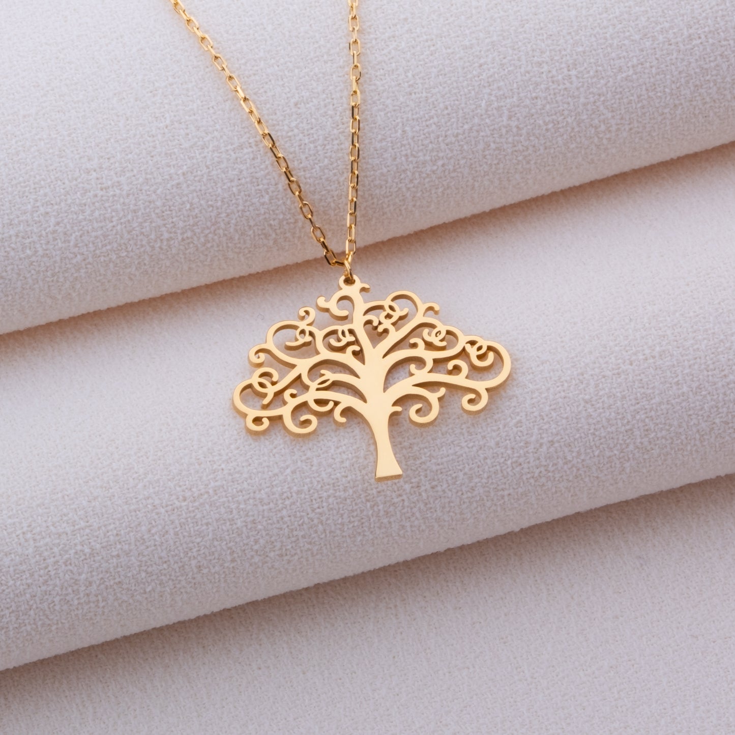 Hayat Ağacı Kolyesi – 925 Ayar Gümüş, 14K Altın, Gümüş, Rose Gold veya Siyah Kaplama