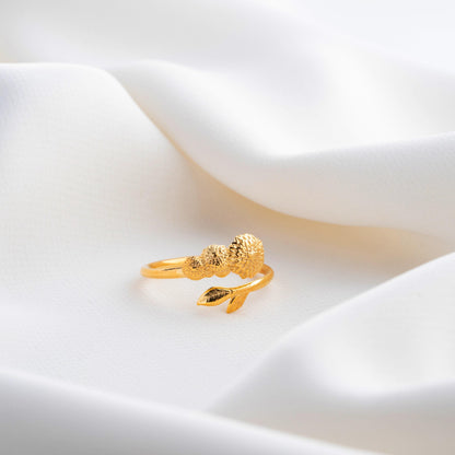 Snowdrop Flower Ring-Gold Birth Flower Ring, Silver Floral Jewelry,Personalized Birth Month Ring, Pressed Flower Ring,Birthday Gift for Her