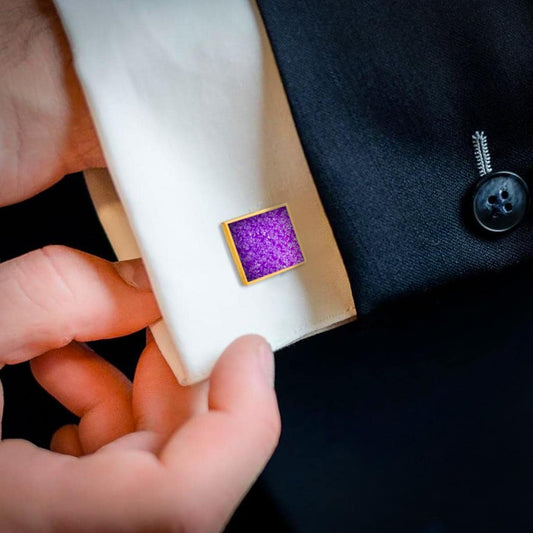 Amethyst Cufflinks, Custom Gold Cufflinks, Personalized Wedding Cufflinks, Mens Cufflinks, Groomsmen Gifts, Birthday Gift for Him or Her