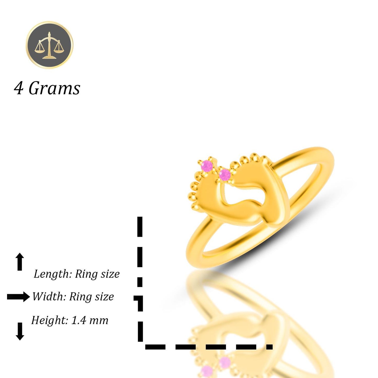 Handmade Gold Plated Baby Footprint Ring with Birthstone – 925 Sterling Silver Personalized Jewelry for Moms.