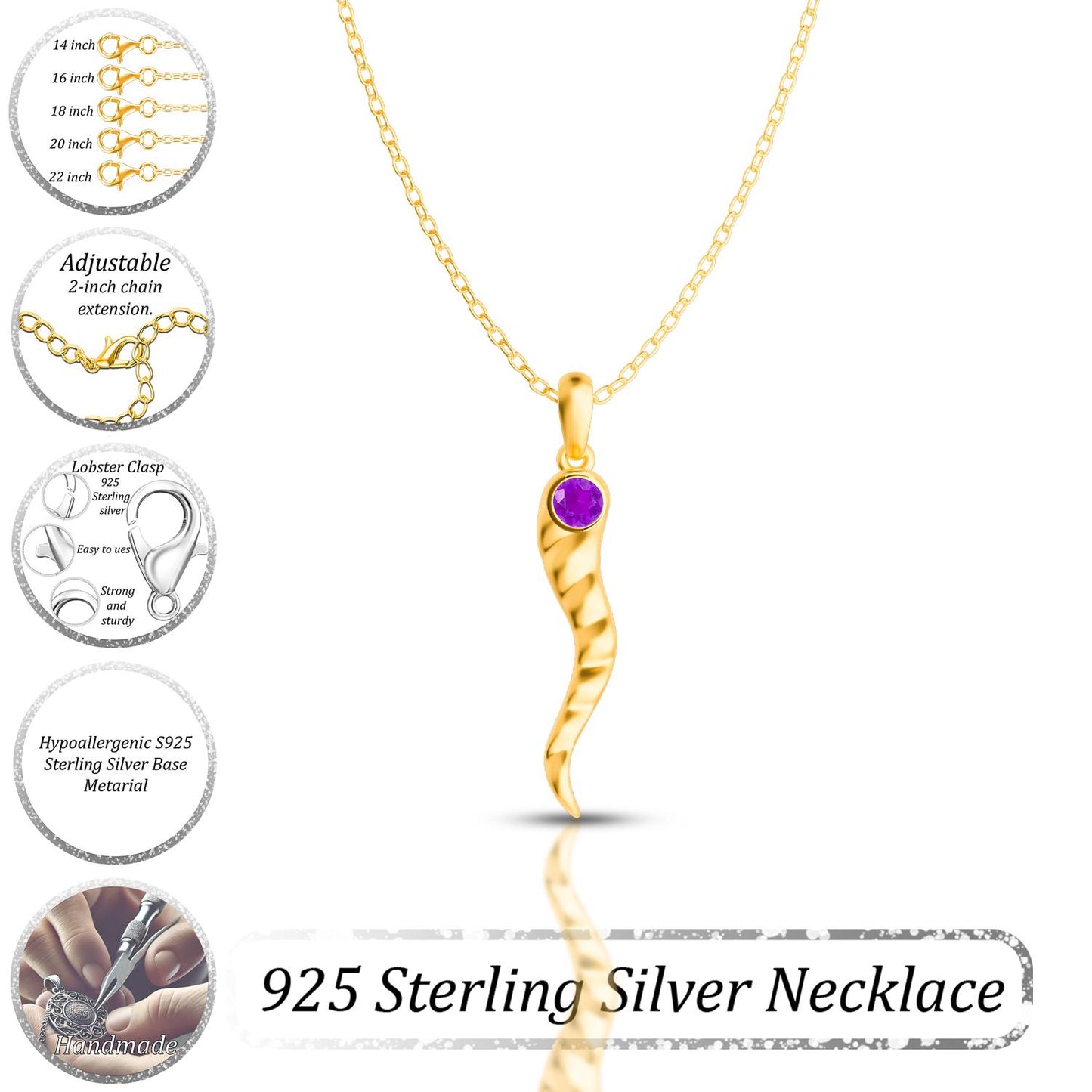 Italian Horn Necklace - Good Luck Charm, Protection Amulet, Italian Jewelry, Evil Eye Pendant, Horn Chain, Gift Ideas,Italian Charm Necklace