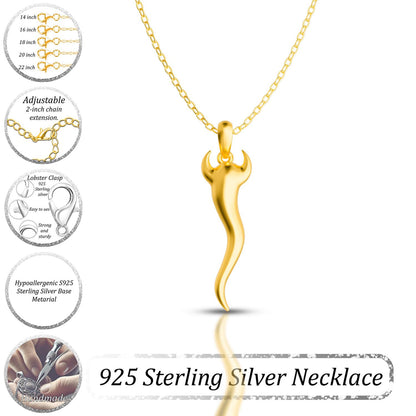 Italian Horn Necklace, Gold or Silver Italian Charm, Classic Italian Jewelry, Horn Chain Pendant, Gift for Him & Her, Birthday Gift-handmade