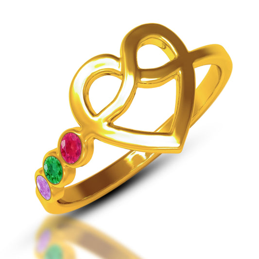 Personalized Birthstone Ring, Amethyst Aquamarine Alexandrite Garnet Citrine Onyx Heart Pinky Ring, Custom Initial Birthflower Claddagh Gift