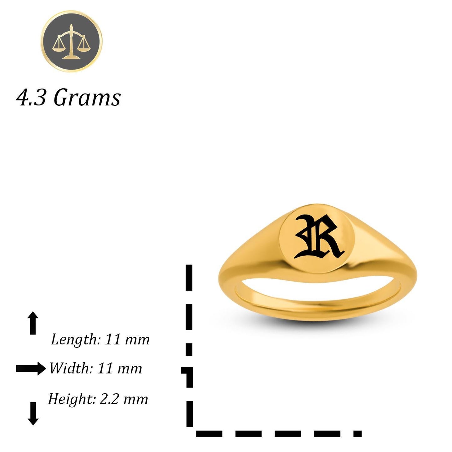 Times New Roman Initial Ring, Personalized Signet Ring, Gold Initial Jewelry, Handmade Engagement Ring, Gift for Him & Her, Birthday Gift
