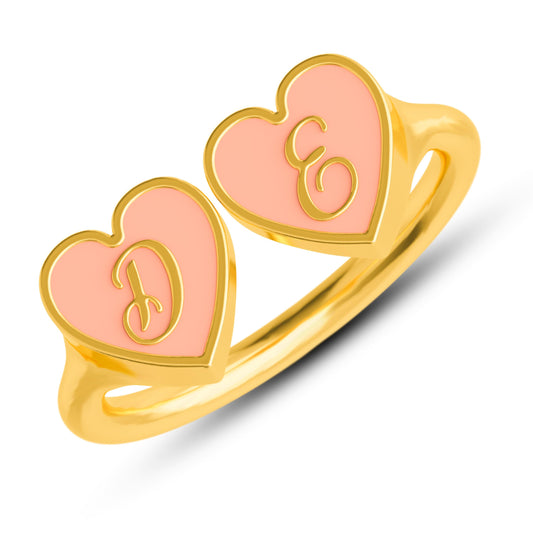 Heart Gold Signet Ring, Personalized Engraved Silver Pinky Ring, Elden Ring Inspired Jewelry, Gold Filled Birthday Gift for Her,handmade