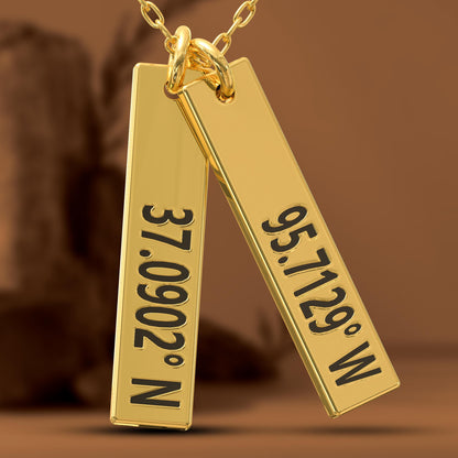 Gold Bar Necklace, Custom Engraved Nameplate Jewelry, Coordinate Minimalist Monogram Pendant, Dainty Layered Family Kids Necklace Gift