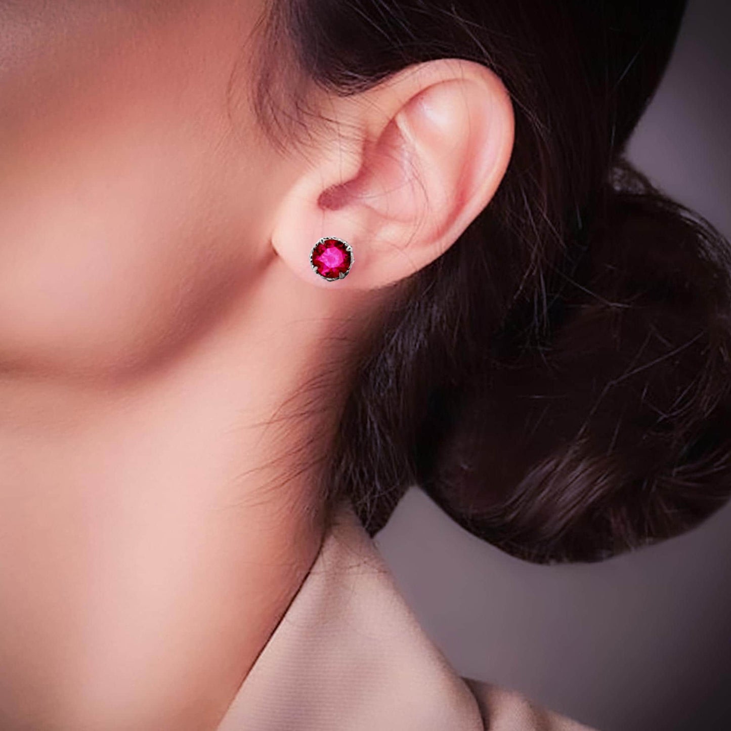 Ruby Stud Earrings,Silver Stud Earrings,Gold Earrings,Birthstone Earrings,Minimalist Earrings,Birthstone Jewelry,Gift for Her,Gifts for Mom