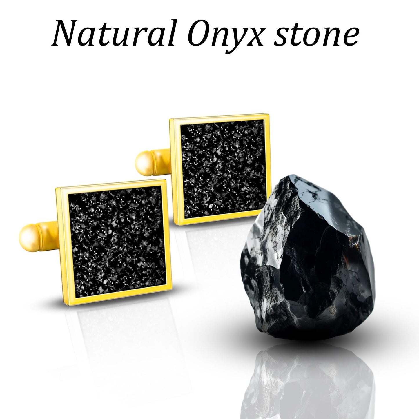 Black Onyx Cufflinks - Gold or Silver Mens Cufflinks, Natural Stone Wedding Cufflinks,Groom Gift, Vintage Cufflinks,Anniversary Gift for Him