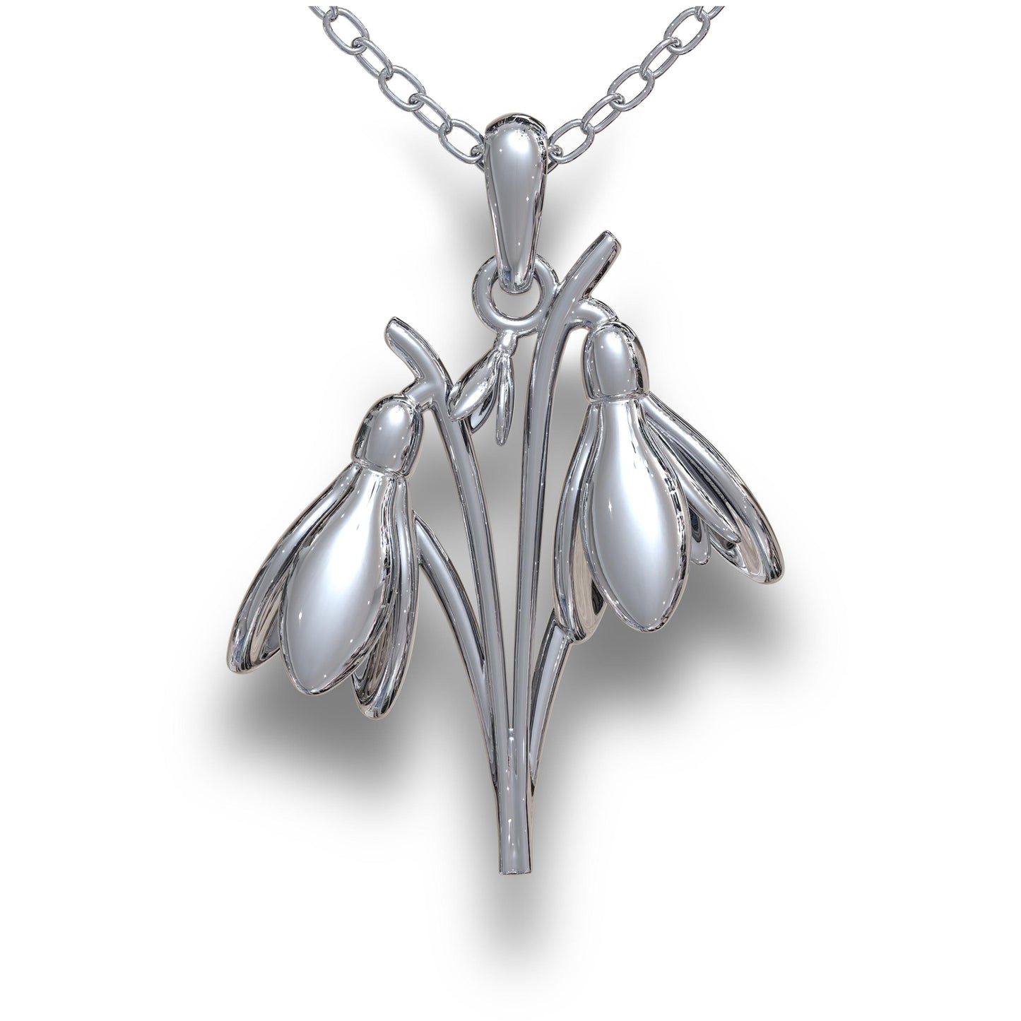 Snowdrop Necklace,January Birth Flower Jewelry,Sterling Silver Pendant,Floral Necklace,Handmade Botanical Charm,Dainty Silver Women's Gift